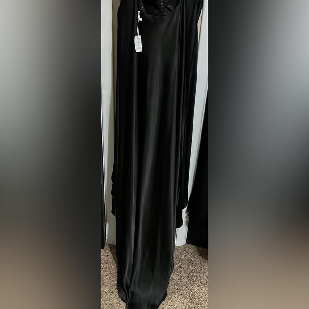 Night Moves Prom Collection Black Ruched Backless Gown - Picture 2 of 10